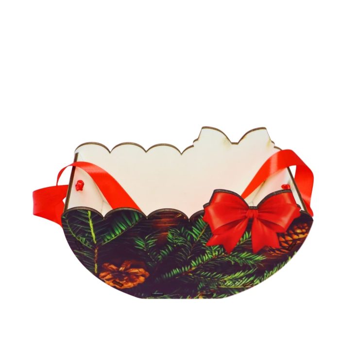 Cutie lemn aranjamente florale Craciun, Multicolor, 20x10x14 cm, CCUV011 - imagine 5