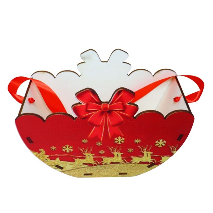 Cutie lemn aranjamente florale Craciun, Multicolor, 20x10x14 cm, CCUV012 - imagine 5