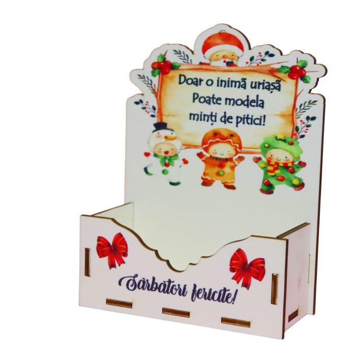 Cutii lemn aranjamente florale Craciun, Multicolor, CCUV015 - imagine 4
