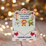 Cutii lemn aranjamente florale Craciun, Multicolor, CCUV015 - imagine 3