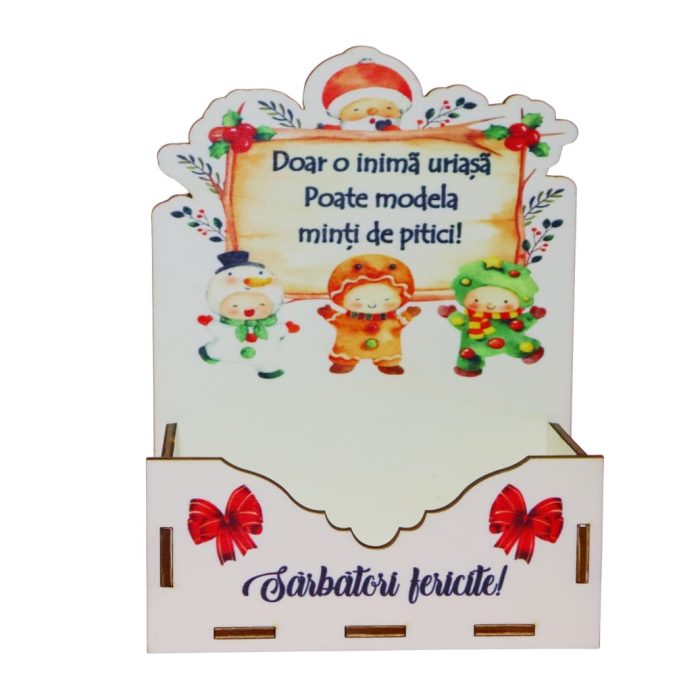 Cutii lemn aranjamente florale Craciun, Multicolor, CCUV015 - imagine 1