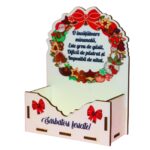 Cutii lemn aranjamente florale Craciun, Multicolor, CCUV019 - imagine 2