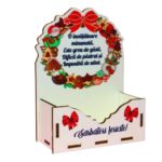 Cutii lemn aranjamente florale Craciun, Multicolor, CCUV019 - imagine 3