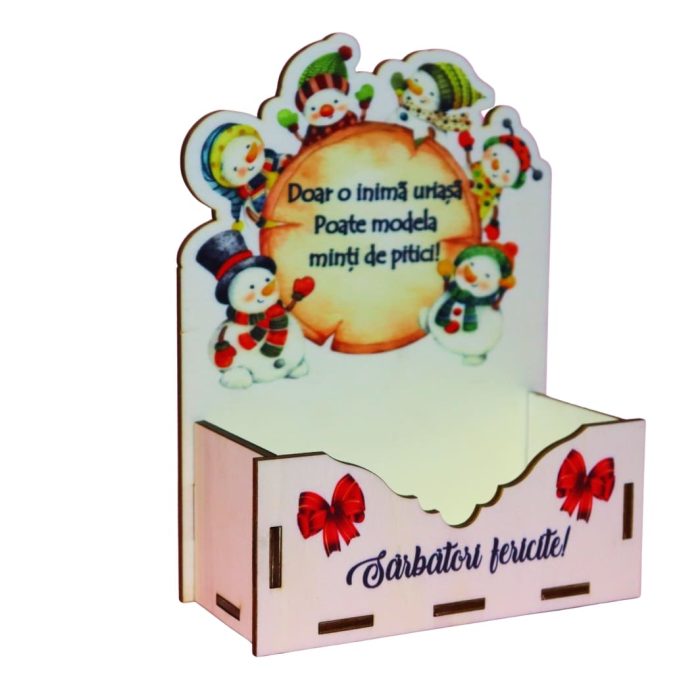 Cutii lemn aranjamente florale Craciun, Multicolor, CCUV020 - imagine 2