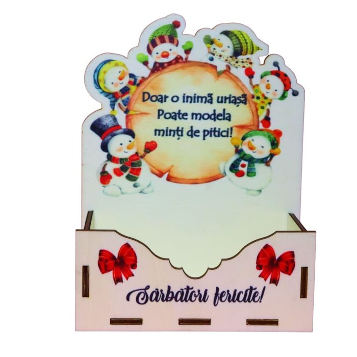 Cutii lemn aranjamente florale Craciun, Multicolor, CCUV020 - imagine 1