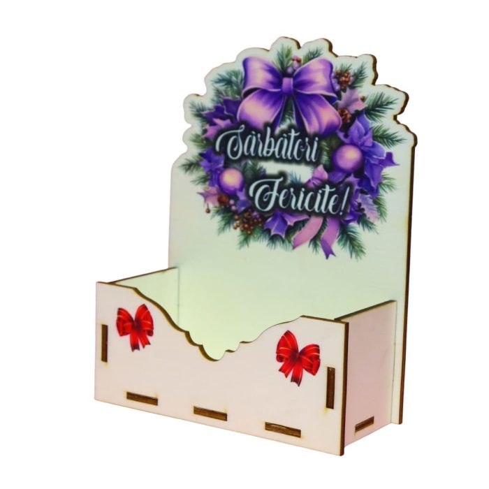 Cutii lemn aranjamente florale Craciun, Multicolor, CCUV022 - imagine 4
