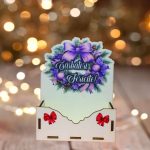 Cutii lemn aranjamente florale Craciun, Multicolor, CCUV022 - imagine 3