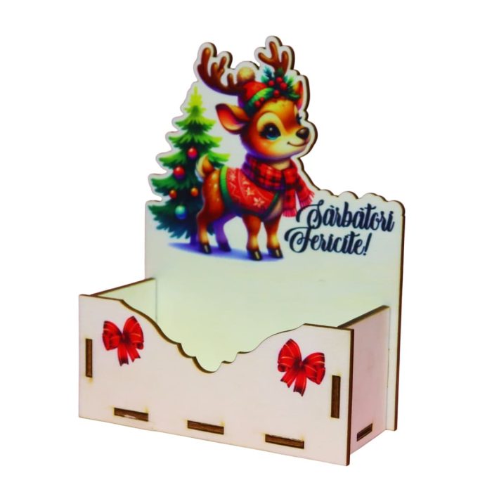Cutii lemn aranjamente florale Craciun, Multicolor, CCUV023 - imagine 4