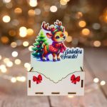 Cutii lemn aranjamente florale Craciun, Multicolor, CCUV023 - imagine 3