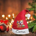 Caciula Personalizata de Craciun, Rosie, Mos Craciun, 42 cm, CMC005 - imagine 2