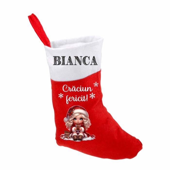 Decoratiune de Craciun, Ciorap, Personalizat, 31x22cm, CZC009 - imagine 1