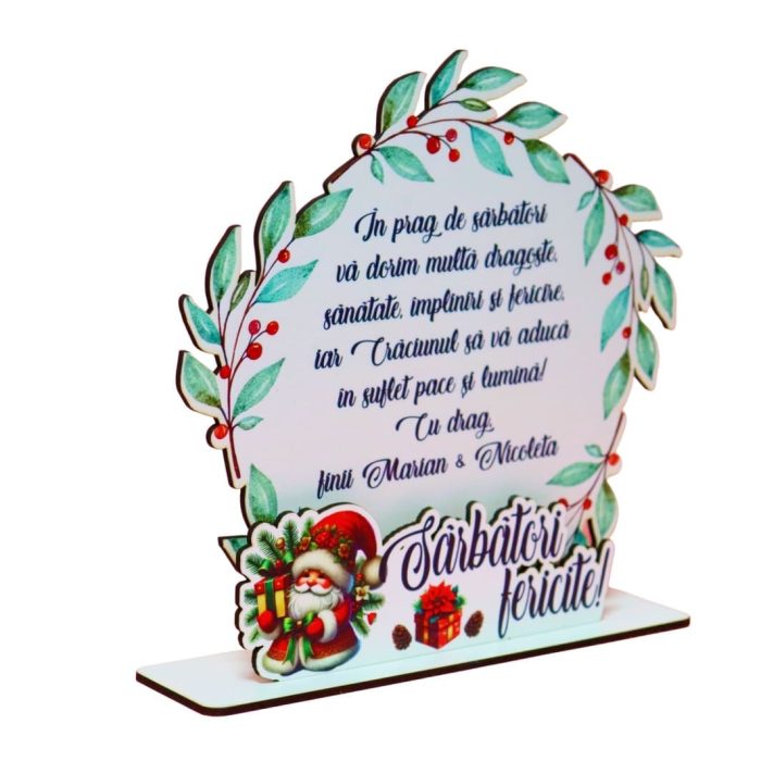 Decoratiune Craciun, Nasi, Lemn, 20x19,5 cm, DCCRUV005 - imagine 3