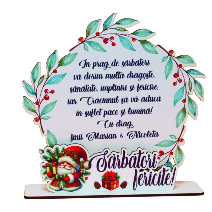Decoratiune Craciun, Nasi, Lemn, 20x19,5 cm, DCCRUV005 - imagine 1