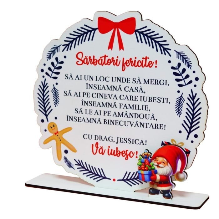Decoratiune de Craciun, Parinti, Lemn, 20x18 cm, DDCCRUV011 - imagine 4