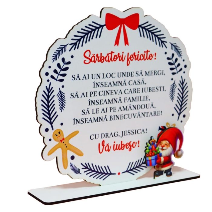 Decoratiune de Craciun, Parinti, Lemn, 20x18 cm, DDCCRUV011 - imagine 3