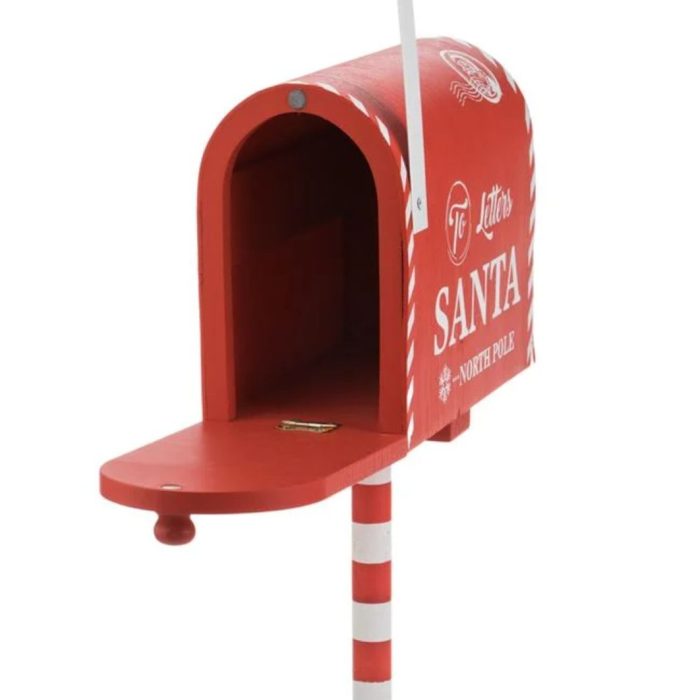 Decoratiune de Craciun, Vintage, Cutie Postala, Rosu, Lemn, 20x10x46cm, DCJ276 - imagine 5