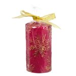 Decoratiune de Craciun, Lumanare, Bordo, Fulgi Aurii, 5x9.5cm, DCJ284 - imagine 2