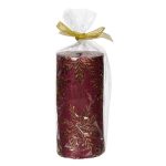Decoratiune de Craciun, Lumanare, Bordo, Fulgi Aurii, 7x15cm, DCJ290 - imagine 2