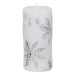 Decoratiune de Craciun, Lumanare, Alb, Fulgi Argintii, 7x15cm, DCJ295