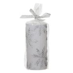Decoratiune de Craciun, Lumanare, Alb, Fulgi Argintii, 7x15cm, DCJ295 - imagine 2
