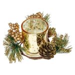Decoratiune de Craciun, Lumanare, Auriu, Conuri, 15cm, DCJ309 - imagine 2