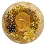 Decoratiune de Craciun, Lumanare, Platou Decorativ, Auriu, Con, 14cm, DCJ315 - imagine 2