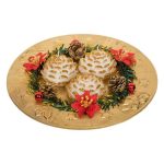 Decoratiune de Craciun, Lumanare, Platou Decorativ, Auriu, Craciunita, 24cm, DCJ317