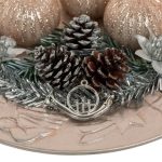 Decoratiune de Craciun, Lumanare, Platou Decorativ, Argintiu, Conuri, 24cm, DCJ318 - imagine 2