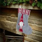 Decoratiune de Craciun, Cizmulita, Gnome, Tricotat, Gri, 38cm, DCJ333 - imagine 2