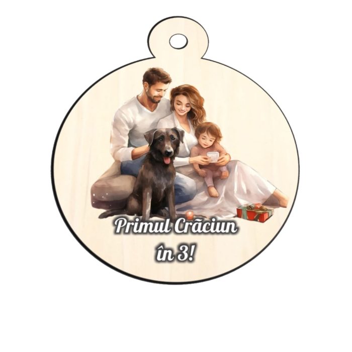Glob Lemn, Craciun, Familie, Multicolor, 9cm, GLUV019 - imagine 4