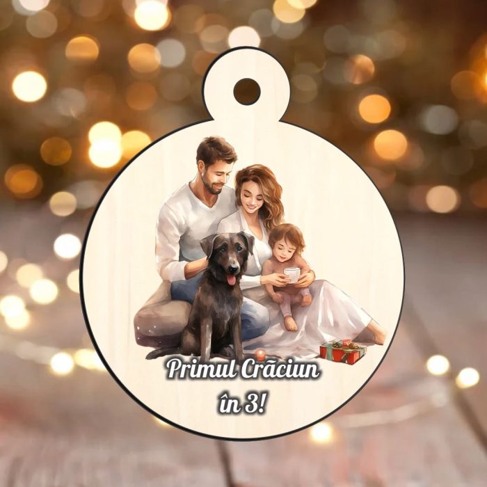 Glob Lemn, Craciun, Familie, Multicolor, 9cm, GLUV019 - imagine 2