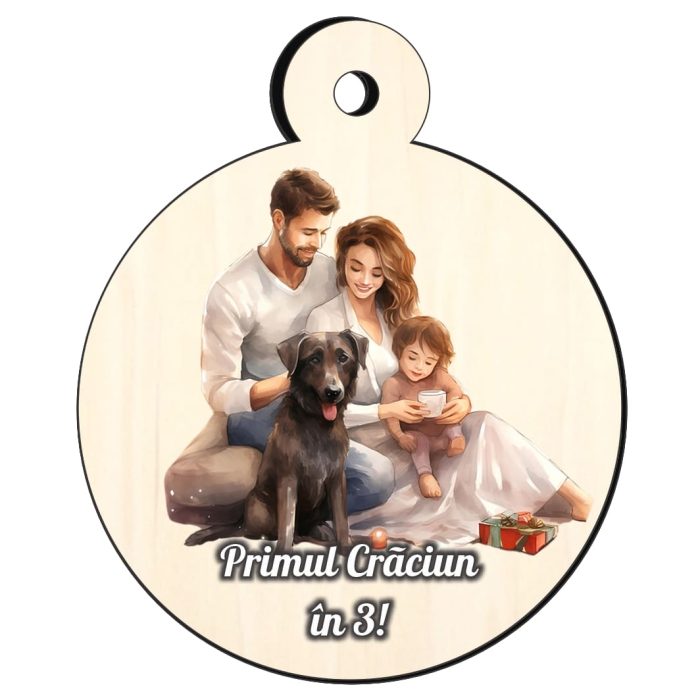Glob Lemn, Craciun, Familie, Multicolor, 9cm, GLUV019 - imagine 1