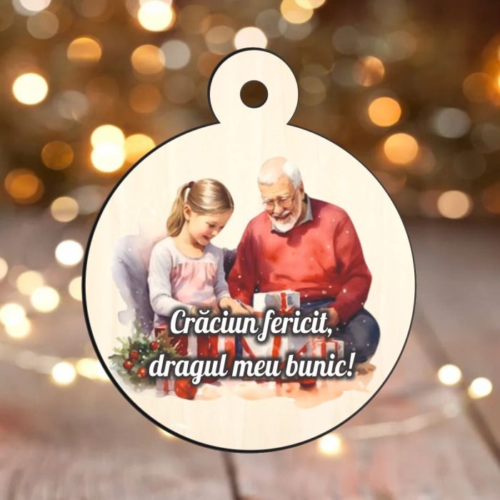 Glob Lemn, Craciun, Bunici, Multicolor, 9cm, GLUV030 - imagine 2