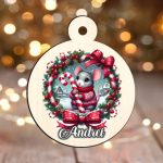 Glob Lemn, Craciun, Personalizat, Soricel, Multicolor, 9cm, GLUV031 - imagine 2