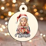 Glob Lemn, Craciun, Personalizat, Multicolor, 9cm, GLUV035 - imagine 2