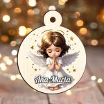 Glob Lemn, Craciun, Personalizat, Inger, Multicolor, 9cm, GLUV038 - imagine 2