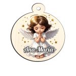 Glob Lemn, Craciun, Personalizat, Inger, Multicolor, 9cm, GLUV038 - imagine 4