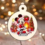 Glob Lemn, Craciun, Personalizat, Mickey Mouse, Multicolor, 9cm, GLUV039 - imagine 2