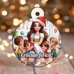 Glob Lemn, Craciun, Multicolor, Invatatoare, 9cm, GLUV042 - imagine 2