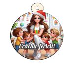 Glob Lemn, Craciun, Multicolor, Invatatoare, 9cm, GLUV042 - imagine 4