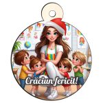 Glob Lemn, Craciun, Multicolor, Invatatoare, 9cm, GLUV042