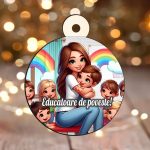 Glob Lemn, Craciun, Multicolor, Educatoare, 9cm, GLUV043 - imagine 2