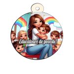 Glob Lemn, Craciun, Multicolor, Educatoare, 9cm, GLUV043 - imagine 4