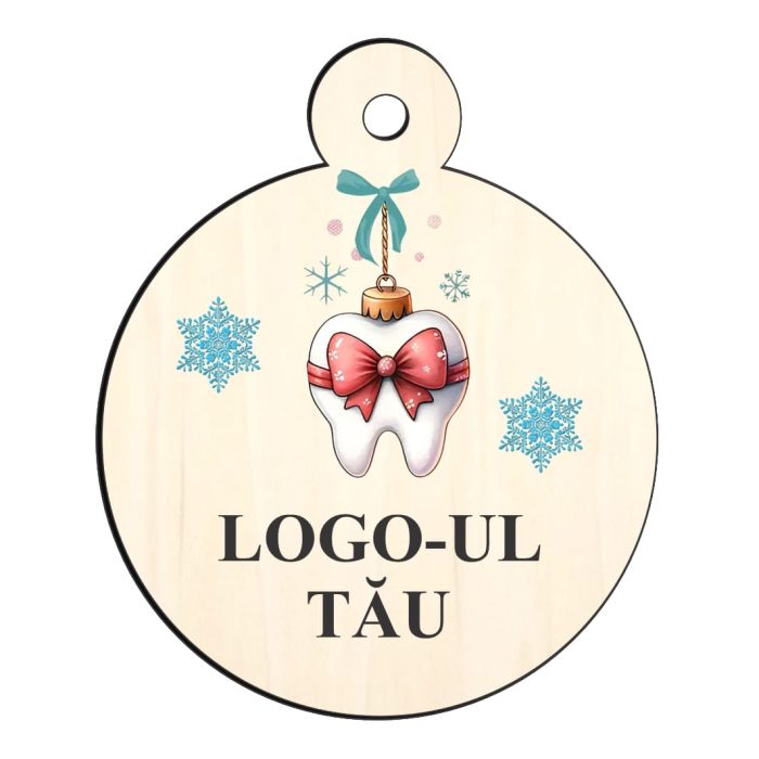 Glob Lemn, Craciun, Personalizat, Multicolor, 9cm, GLUV049 - imagine 1
