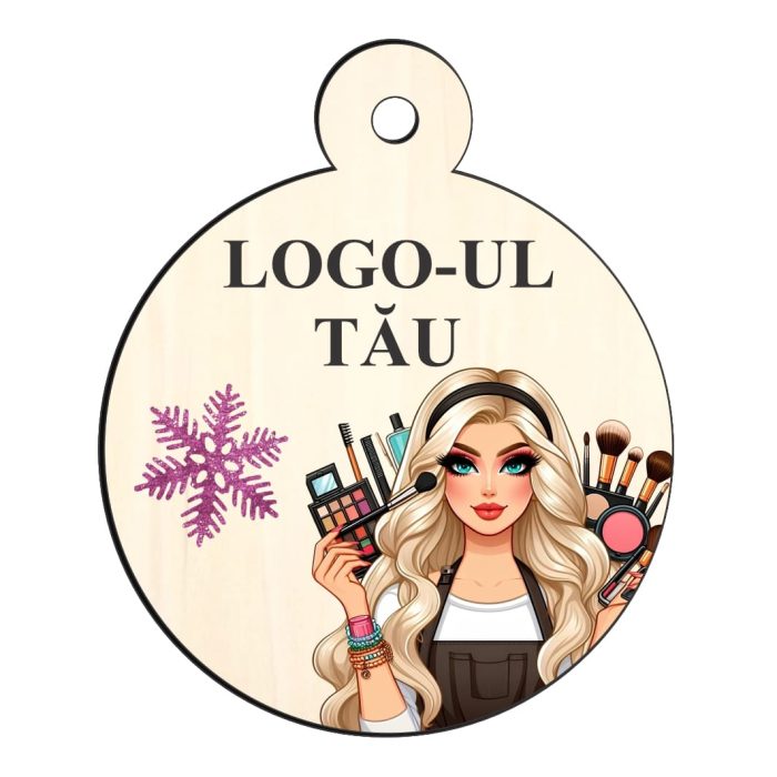 Glob Lemn, Craciun, Personalizat, Multicolor, 9cm, GLUV052 - imagine 1