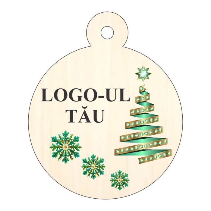Glob Lemn, Craciun, Personalizat, Multicolor, 9cm, GLUV053 - imagine 4