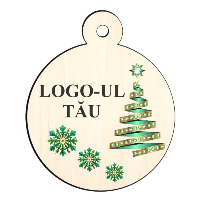 Glob Lemn, Craciun, Personalizat, Multicolor, 9cm, GLUV053 - imagine 1