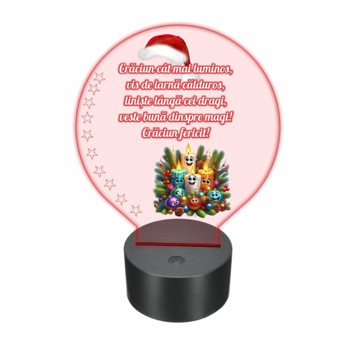 Lampa 3D personalizata, Craciun, multicolor, 22x18 cm, LVCUV003 - imagine 1