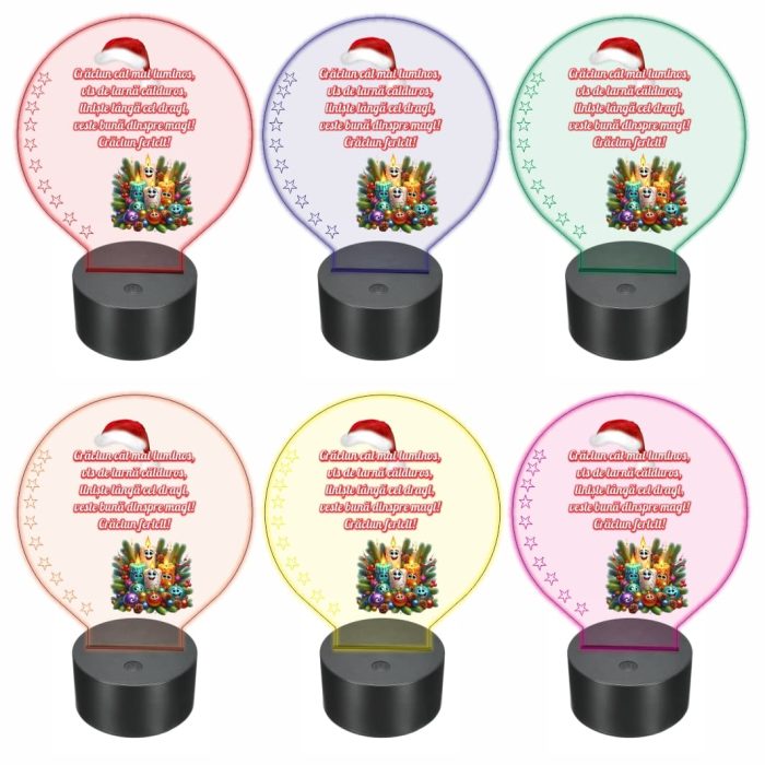 Lampa 3D personalizata, Craciun, multicolor, 22x18 cm, LVCUV003 - imagine 2