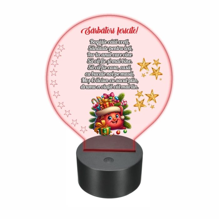 Lampa 3D personalizata, Craciun, multicolor, 22x18 cm, LVCUV009 - imagine 5